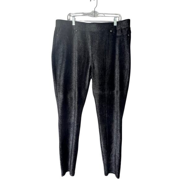 Michael by Michael Kors Black Sparkle Stretch Pull On Leggings Pants Size XXL - Picture 1 of 8